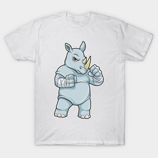 Rhino as Boxer at Boxing T-Shirt by Markus Schnabel